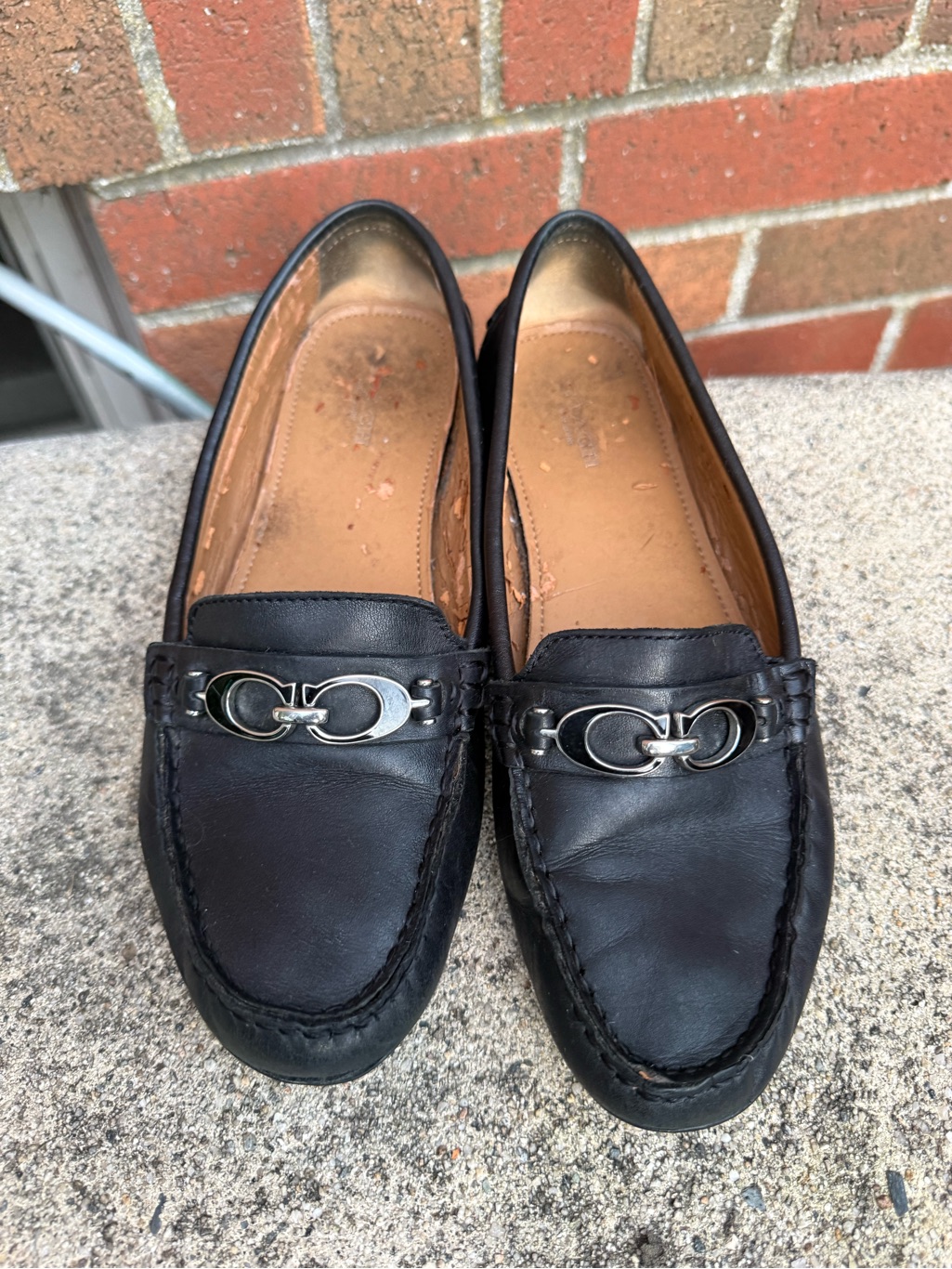 Men's Black Leather Penny Loafers With Silver Hardware